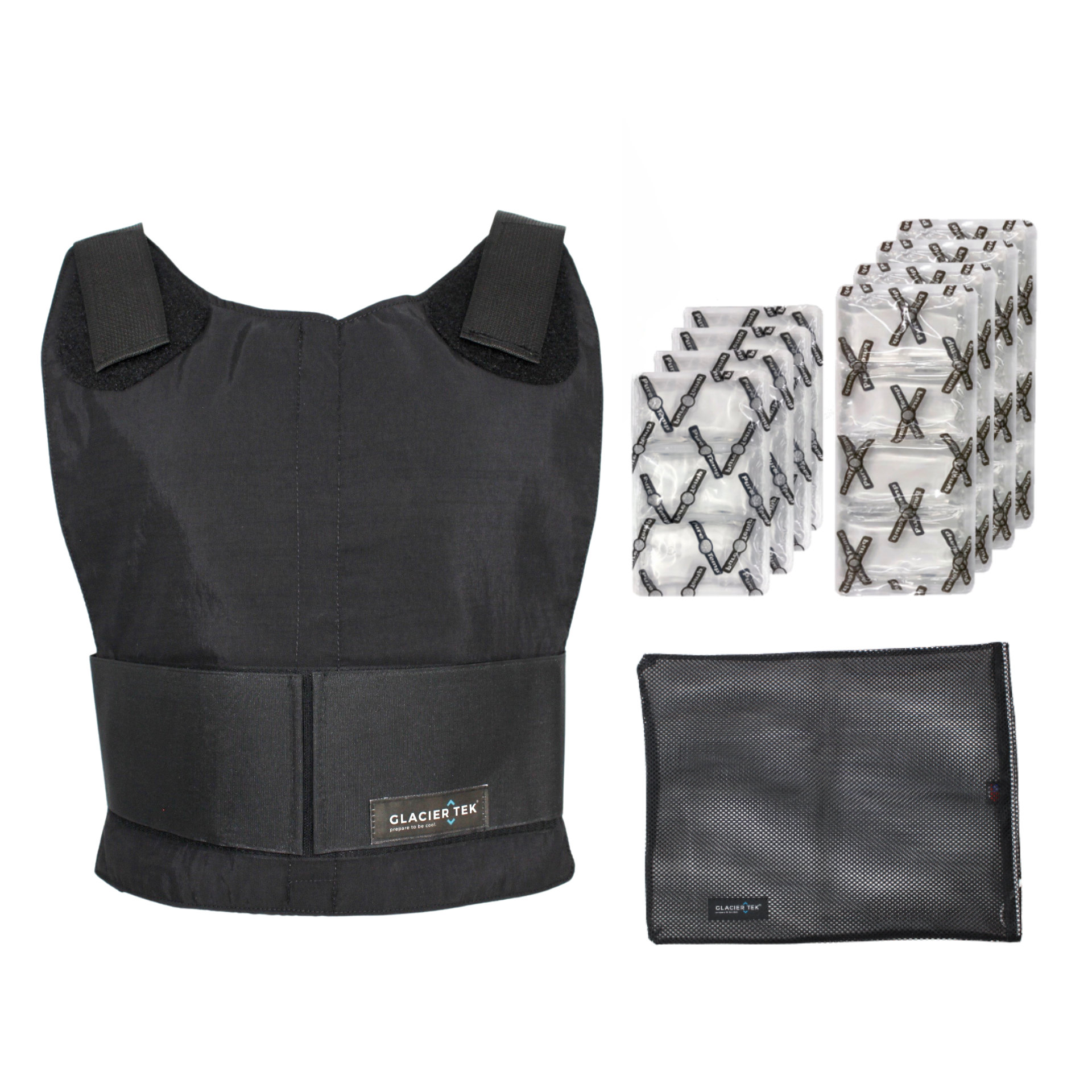 Concealable Cooling Vest with Set of 8 Cool Packs - Maintains 59 Degrees for up to 2.5 Hours