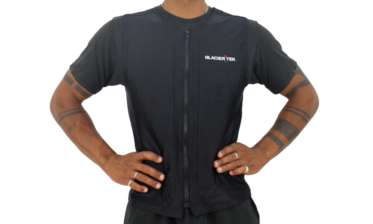 Flex Cool Vest, includes set of 12 Cooling Packs - Recharges in 30 minutes, Maintains 59 degrees for up to 2.5 Hours