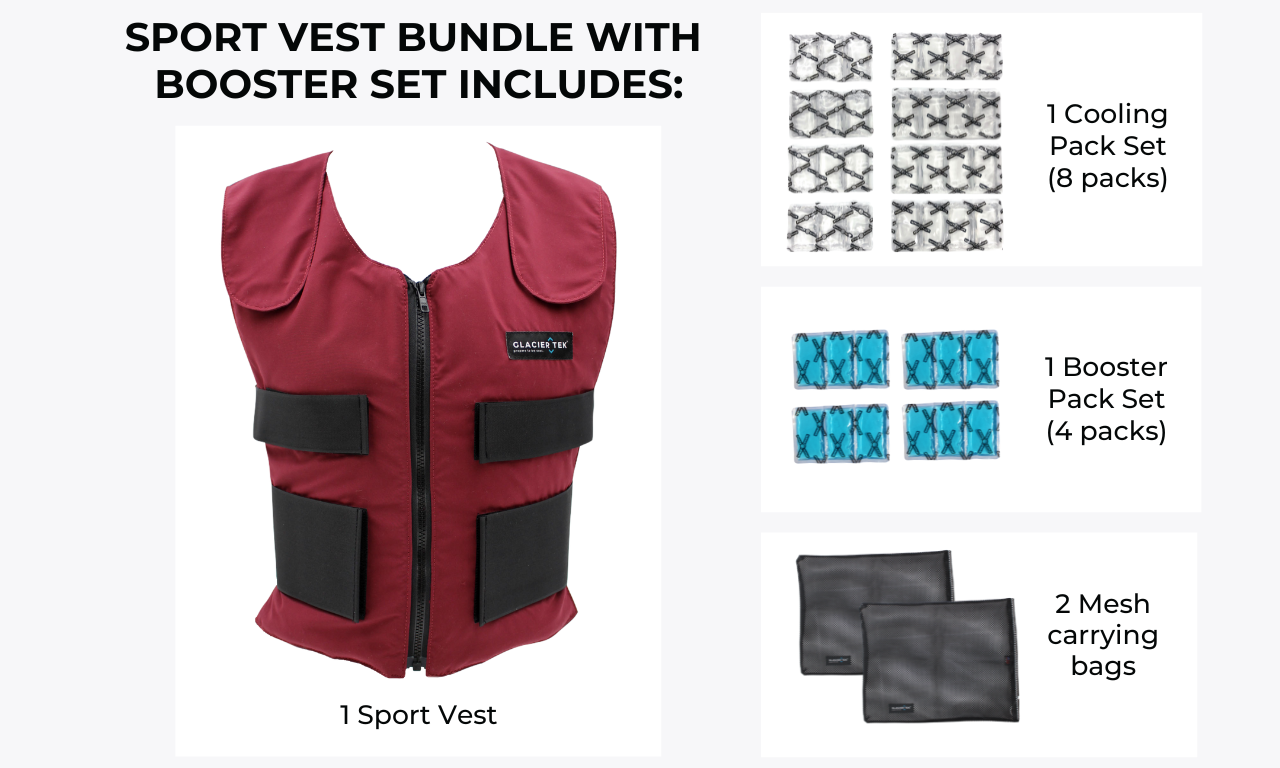 Sports Cooling Vest Set Bundle with Booster Pack Set