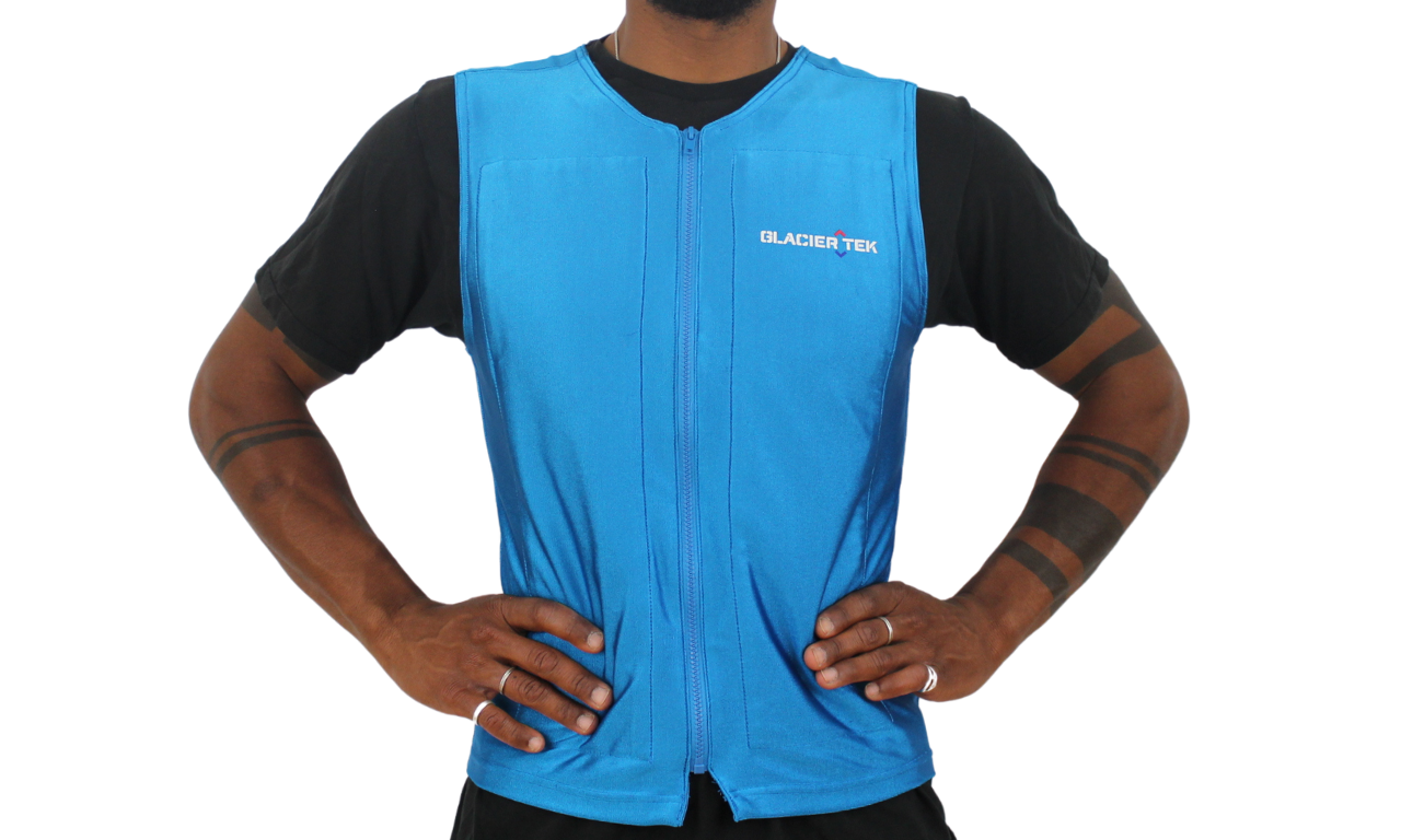 Flex Cool Vest, includes set of 12 Cooling Packs - Recharges in 30 minutes, Maintains 59 degrees for up to 2.5 Hours