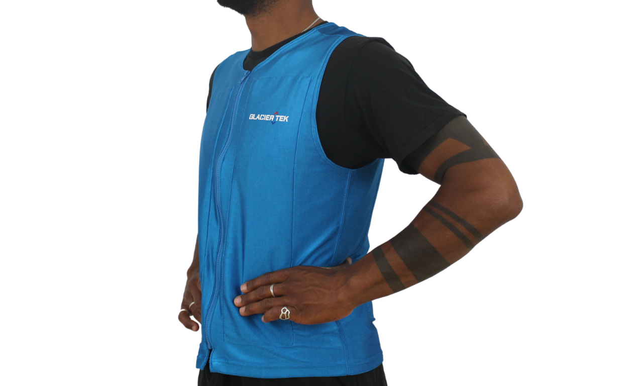 Flex Cool Vest, includes set of 12 Cooling Packs - Recharges in 30 minutes, Maintains 59 degrees for up to 2.5 Hours