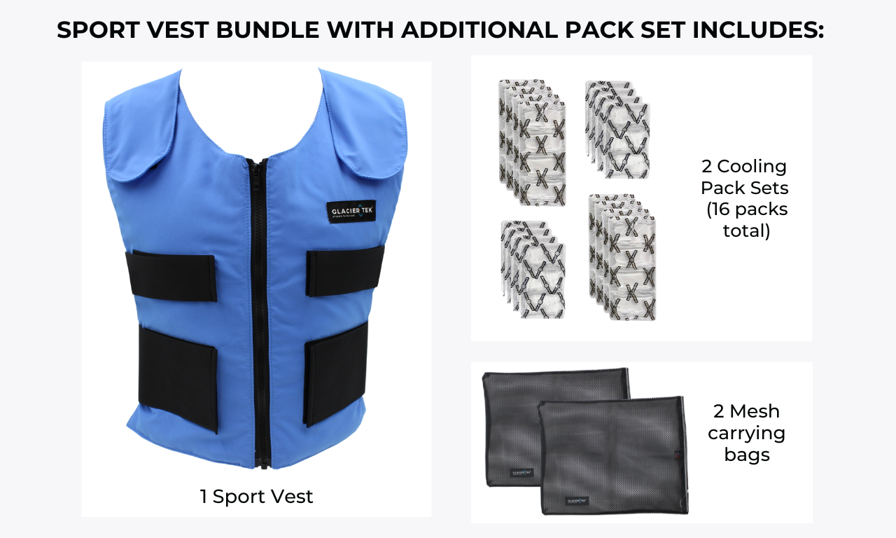 Sports Cooling Vest - Bundle Set, Includes Two Sets of 8 Cool Packs