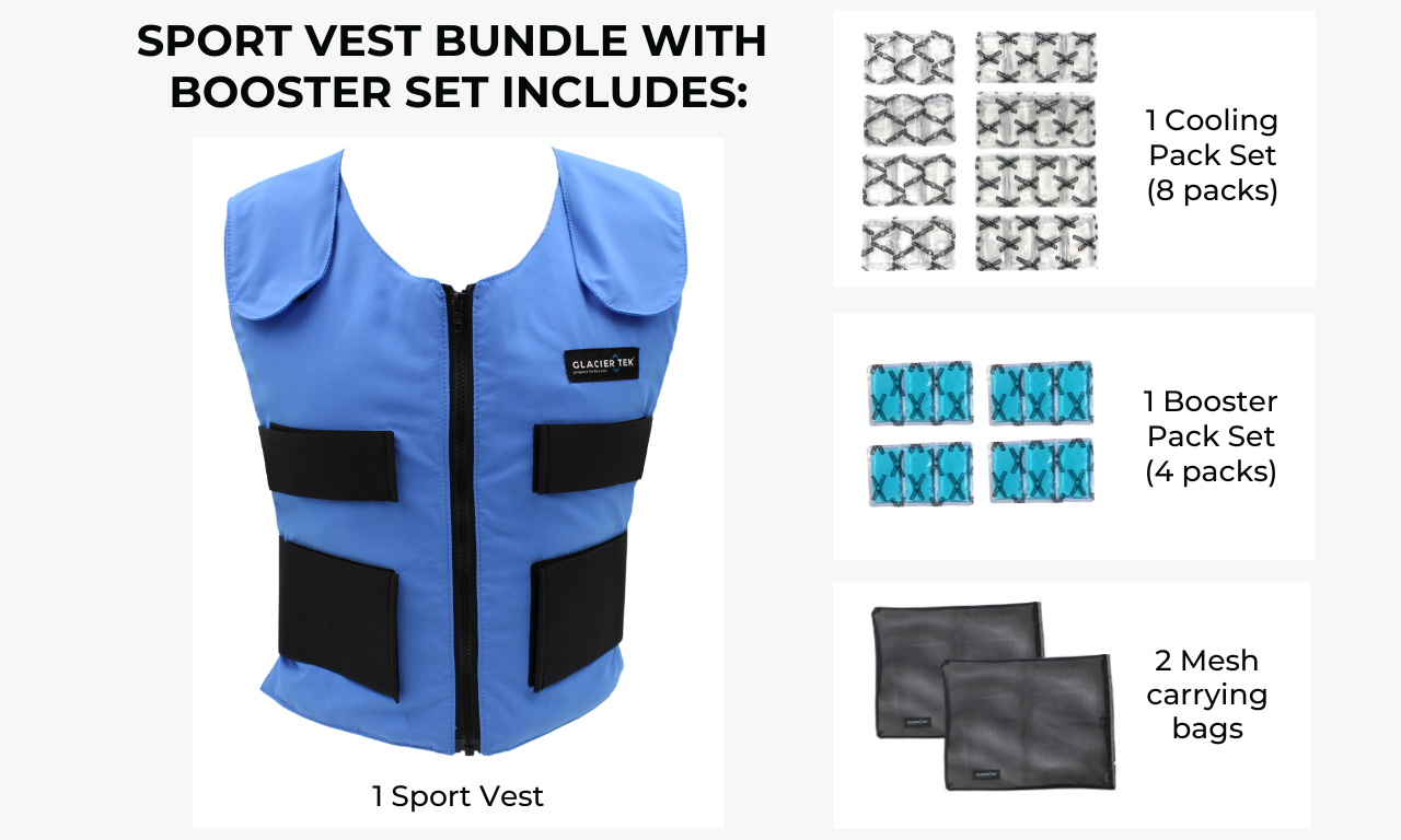 Sports Cooling Vest Set Bundle with Booster Pack Set