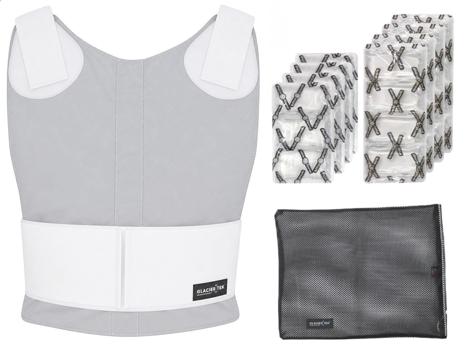 Concealable Cooling Vest with Set of 8 Cool Packs - Maintains 59 Degrees for up to 2.5 Hours