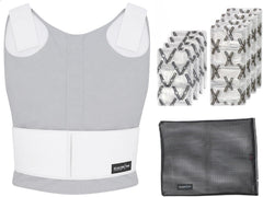 Concealable Cooling Vest with Set of 8 Cool Packs - Maintains 59 Degrees for up to 2.5 Hours