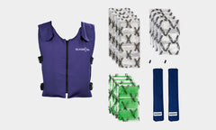 Banox® FR3 Vest Set Bundle in blue that includes Vest, GlacierPack Set, Booster Pack Set and two Mesh Bags