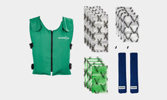 Banox® FR3 Vest Set Bundle in green that includes Vest, GlacierPack Set, Booster Pack Set and two Mesh Bags