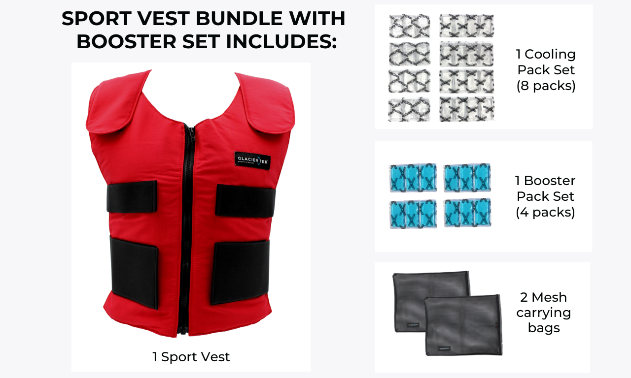 Sports Cooling Vest Set Bundle + Booster Pack Set | Glacier Tek Sports Cooling Vest Set Bundle + Booster Pack Set | Glacier Tek